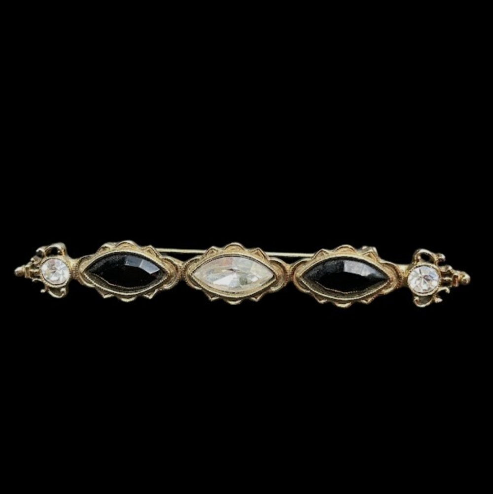 1928 Olde Victorian Style Bar Pin Black & Gold